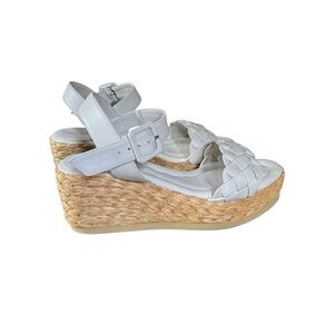 Andres Assous White Woven Wedge Sandals